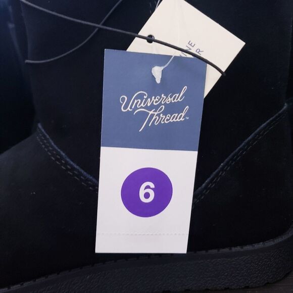 Universal Thread Black Faux Shearling Short Suede Boots - Picture 11 of 15